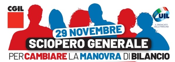 29.11.2024 - Sciopero Generale - PER CAMBIARE LA MANOVRA DI BILANCIO