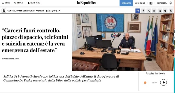 Carceri fuori controllo, piazze di spaccio, telefonini e suicidi a catena: è la vera emergenza dell’estate - La Repubblica