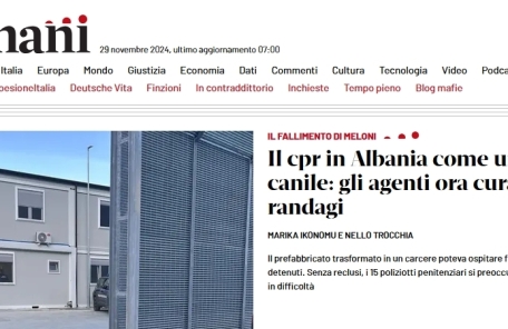 Domani: Il cpr in Albania come un canile - gli agenti ora curano i randagi